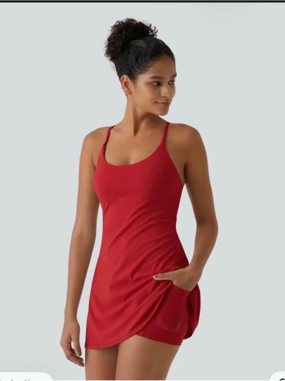 HALARA Red Active Tank Dress with Scoop Neck